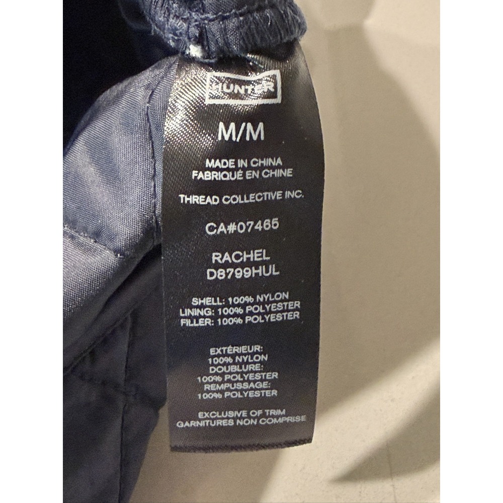 Hunter Rachel Quilted Jacket Women M Blue Snap Button Mid-Length Nylon Coat - Picture 6 of 15
